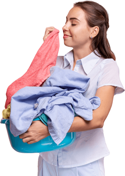 Image of person carrying Laundry